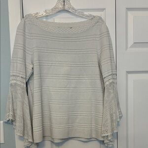Silver metallic sweater with bell sleeves